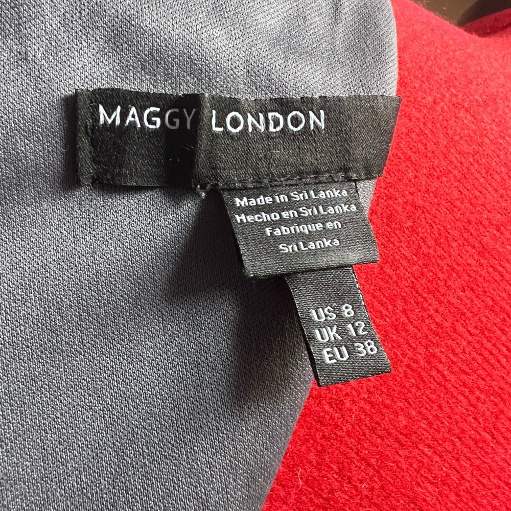 Maggy London Red and Gray Plaid Midi Dress - Picture 6 of 7